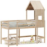 vidaXL Posteljni okvir z lestvijo in streho 80x200 cm borovina Cene
