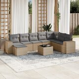 vidaXL 9-dijelni set vrtnih sofa s jastucima bež od poliratana | shoptok.hr