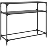  Konzolni stol s crnom staklenom površinom 98x35x81 cm čelični | Eponuda.ba
