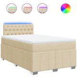vidaXL Box spring postelja z vzmetnico krem 120x200 cm blago, (21306951) | Shoptok.si