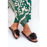 Boto Transparent Flat Women's Slippers With Artificial Flower Black Vobetta | Shoptok.si
