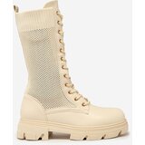 Resti Women's openwork cream lace-up boots Buhomias | shoptok.hr