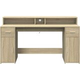  Radni stol s LED svjetlima hrast 160x55x91 cm konstruirano drvo | shoptok.hr