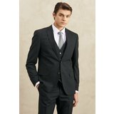ALTINYILDIZ CLASSICS Men's Black Slim Fit Slim Fit Mono Collar Woolen Vest Water And Stain Resistant Nano Suit Cene