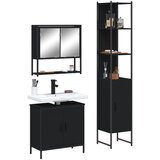  The Living Store Kopalniško pohištvo 3 kosi črne barve inženirski les - Komplet Kopalniškega Pohištva, (21442287) | Shoptok.si