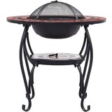  Mozaični stolić s ložištem terakota-bijeli 68 cm keramički | shoptok.hr