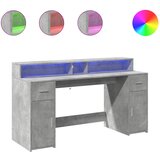  Radni stol s LED svjetlima sivi 160x55x91 cm konstruirano drvo | shoptok.hr