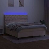  Krevet box spring s madracem LED krem 180x200 cm od tkanine | shoptok.hr