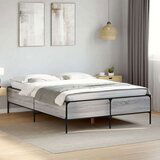 vidaXL Posteljni okvir siva sonoma 140x190 cm inž. les in kovina, (21128755) | Shoptok.si