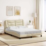 vidaXL Posteljni okvir z vzglavjem krem 140x190 cm blago, (21086405) | Shoptok.si
