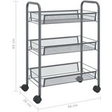 vidaXL Kuhinjska kolica s 3 razine siva 46 x 26 x 64 cm željezna | shoptok.hr