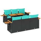  Vrtna garnitura - 7-dijelni set vrtnih sofa od poliratana s jastucima crni - Crna 1 | shoptok.hr