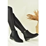Fox Shoes Women's Black Suede Low Heeled Daily Boots