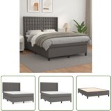 The Living Store Box spring postelja z vzmetnico siv 140x190 cm umetno usnje - Box Spring Postelja, (21737317) | Shoptok.si