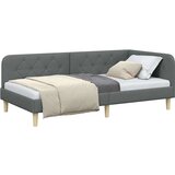  Kutni okvir kreveta s uzglavljem Tamno siva 90 x 200 cm tkanina | shoptok.hr