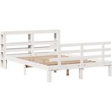  Posteljni okvir z vzglavjem bel 135x190 cm trdna borovina, (21304090) | Shoptok.si