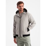 Ombre Men's lightweight jacket with mesh lining and hood - grey Cene