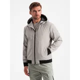 Ombre Men's lightweight jacket with mesh lining and hood - grey