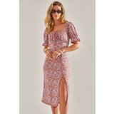 Bianco Lucci Women's Madonna Collar Tied Floral Patterned Dress Cene