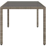 vidaXL Vrtni stol sa staklenom pločom sivi 190x90x75 cm od poliratana | shoptok.hr