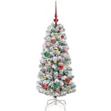 vidaXL Umetno Zložljivo Božično Drevo Zelena in bela 120 cm PVC | Shoptok.si
