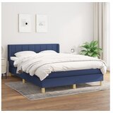 vidaXL Box spring postelja z vzmetnico modra 140x190 cm blag Cene