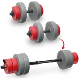 set od 8 tegova, ukupno 20 kg i 2+1 šipka sivo-crveni