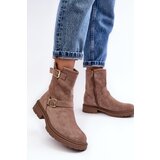 Boto Women's Flat Heel Boots with Buckles Dark Beige Bliggore | Shoptok.si