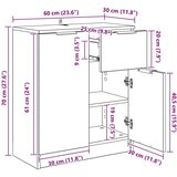vidaXL Strani šal s predalom Star les 60 x 30 x 70 cm Konstruiran les | Shoptok.si