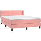  Krevet s oprugama i madracem ružičasti 140x190 cm baršunasti | shoptok.hr