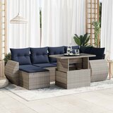 vidaXL 7-dijelni set vrtnih sofa poliratan i bagrem s jastucima sivi | shoptok.hr