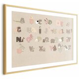  Plakat - Beige Alphabet 60x40 Zlatni okvir s margom | shoptok.hr