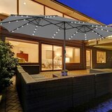 Vrt Veliki dvostruki ni suncobran od 470 cm s 48 solarnih LED svjetala i ručicom, baza za suncobran nije uključena | shoptok.hr