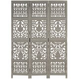 Sobna pregrada s 3 panela siva 120 x 165 cm masivno drvo manga | shoptok.hr