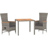 vidaXL 3-dijelni vrtni blagovaonski set sivi od poliratana | shoptok.hr
