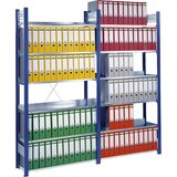hofe Sestavljivi regal za fascikle, enostranski, višina 2350 mm, ŠxG 750 x 300 mm, osnovni regal, modre barve / pocinkana izvedba | Shoptok.si