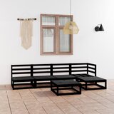 Maison Chic Seti vrtnega pohištva - Vrtna garnitura - Vrtni pohištvo set 6-delna črna trdna borovina, (21820567) | Shoptok.si
