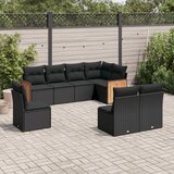 Maison Chic Seti vrtnega pohištva - Vrtna garnitura - Vrtni pohištvo set 8-delna z blazinami črn poli ratan, (21799034) | Shoptok.si