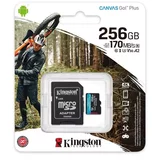Kingston SDXC micro 256GB Canvas Go Plus, 170/90MB/s, C10, UHS-I, U3, V30, A2, adapter SDCG3/256GB