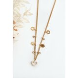Kesi Fashionable chain with flowers and a golden heart Cene