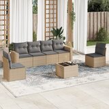 vidaXL 7-dijelni set vrtnih sofa od poliratana s jastucima bež | shoptok.hr