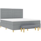  Krevet s opruga kutije Svijetlo siva 200 x 180 cm tkanina Slike