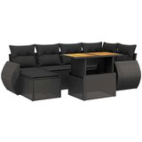  7-dijelni set vrtnih sofa od poliratana s jastucima crni | shoptok.hr