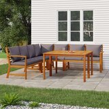  7-dijelni vrtni blagovaonski set s jastucima od bagremovog drva | shoptok.hr