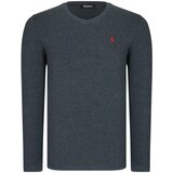 Dewberry DUAL SET T8587 V COLLAR MEN'S SWEATSHIRT-ANTHRACITIS-BLACK | Shoptok.si