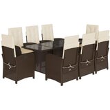  The Living Store Vrtna jedilna garnitura 9-delna z blazinami rjav poli ratan - Vrtna Jedilna Garnitura, (21451655) | Shoptok.si