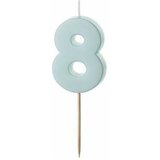 PARTY DECO svečka za rojstni dan številka 8, svetlo modra, velikost 5,5 cm | Shoptok.si
