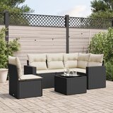  6-dijelni set vrtnih sofa s jastucima crni od poliratana Crna 65.5 x 62 x 69 cm | shoptok.hr