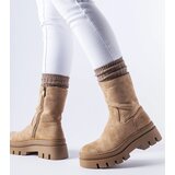 Gemre Umber insulated brown ankle boots chunky platform | Shoptok.si