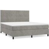 The Living Store Box spring postelja z vzmetnico svetlo siva 160x200 cm žamet - Box Spring Postelja, (21488442) | Shoptok.si